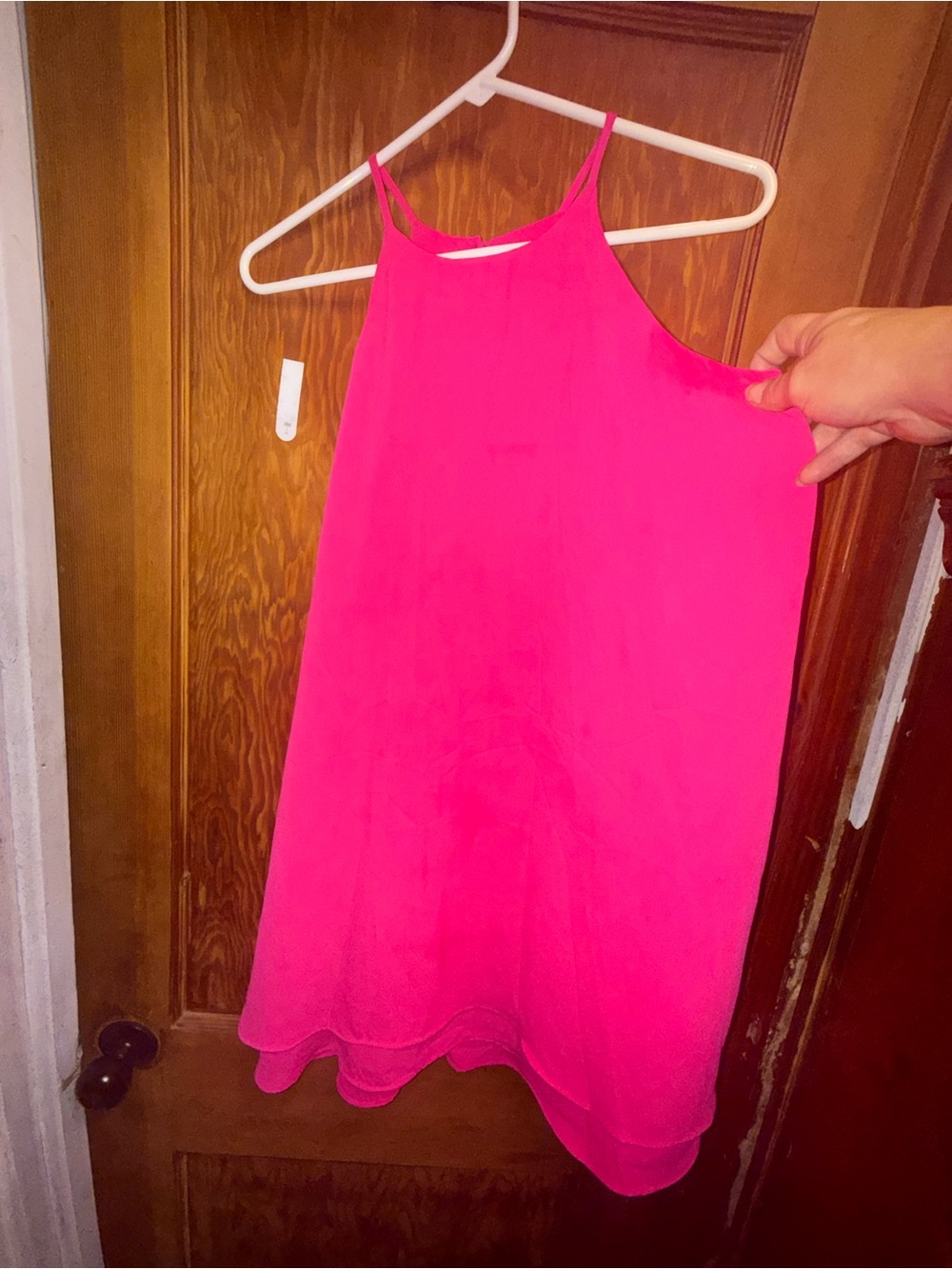 Pink Rose Vibrant Hot Pink Spaghetti Strap Halter Camisole Mini Dress Size Med